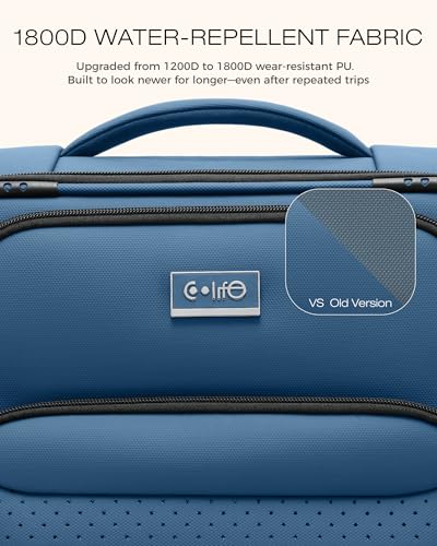Coolife Luggage Sets 3 Piece Upgraded Softside Lightweight Spinner Luggage Set, Durable 1800D Suitcases with Dual Spinner Wheels & TSA Lock, 20/24/28 (Deep Blue, 3-Piece Set (20/24/28))