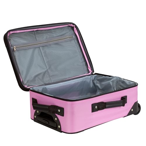 Rockland Fashion Softside 2 Piece Luggage Set, Expandable, (14" Tote/19" Upright), Pink
