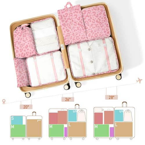 YEEYAA Packing Cubes for Travel - 8 Set Luggage Organizer Bags for Family, Mesh Breathable Packing Cubes for Suitcases Durable Travel Essentials Bags Set