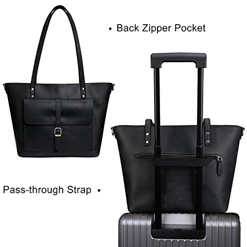 S-ZONE Women Vintage Genuine Leather Tote Bag Large Shoulder Purse Work Handbag