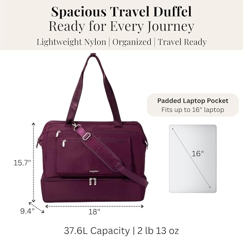 Modern Weekender - Lightweight 18"x15.7"x9.4" Duffel Carry-on Travel Bag for Women