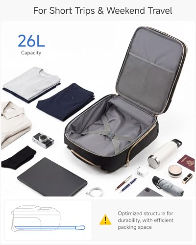 LUGGEX Underseat Carry On Luggage with Wheels, UDK Stylish Lightweight Under Seat Luggage, Soft Sided Personal Item Suitcase for Short Trip (UX-Core, All Black, 16 Inch)