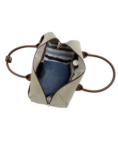 LONDON FOG Women Satchel, Olive Houndstooth, 16 inch