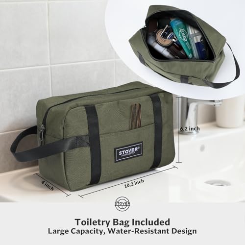 STOVER 45L Carry-On U-Zip Rolling Duffel Bag with Wheels, Medium Durable Travel Duffle w/Toiletry Bag, Heavy-Duty, Packable, Foldable w/Shoulder Straps- Use as Luggage or Backpack, Men/Women (Green)