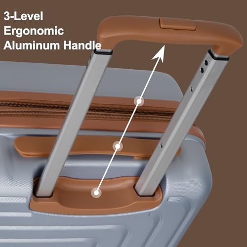 Romswi 3-Piece Expandable Luggage Set 20/24/28 Inch, Spinner Hardshell Lightweight Suitcases with TSA Lock, YKK, Checked & Carry On Luggage Set, Silver