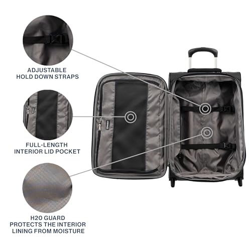 Travelpro Tourlite Softside 22" Expandable Carry-On Rollaboard (2-Wheel) Lightweight Luggage, Black Suitcase