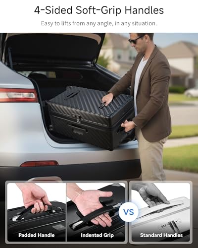 LUGGEX Trunk Luggage,KVT Expandable PC Hard Shell Large Checked 30 Inch Suitcase with Shock - Absorbing Wheels & TSA Lock(EX-Pro,Black,30 inch,115L - 125L)