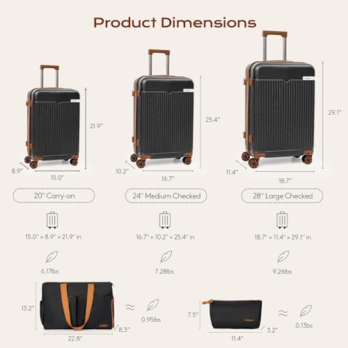 Cosbarn Luggage Sets 5 Piece Suitcases with Wheels