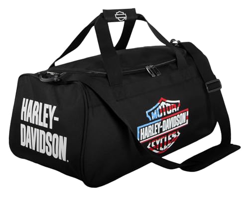 Harley-Davidson Americana Bar & Shield Logo Graphic Rugged Duffel Bag, Black