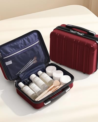 Coolife Luggage Sets, 5 Piece Durable Suitcase, Lightweight Carry on Luggage with PC+ABS Hardshell, Dual Spinner Wheels, TSA Lock and YKK Zipper(wine wind new, 5 piece set)