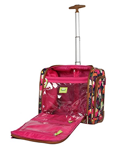 Lily Bloom Designer 15 Inch Carry On - Weekender Overnight Business Travel Luggage - Lightweight 2- Rolling Wheels Suitcase - Under Seat Rolling Bag for Women (Elephant Rain)