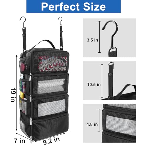 Olosar Suitcase Organizer, Travel Luggage Organizer Portable Hanging Travel Shelves Collapsible Hanging Packing Cubes for Carry on Suitcase, Black