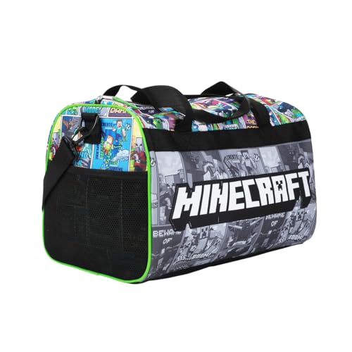 Bioworld Minecraft Creeper Youth 4-Piece Travel Set-14 Carry-on Duffle Bag and Luggage Tag Set