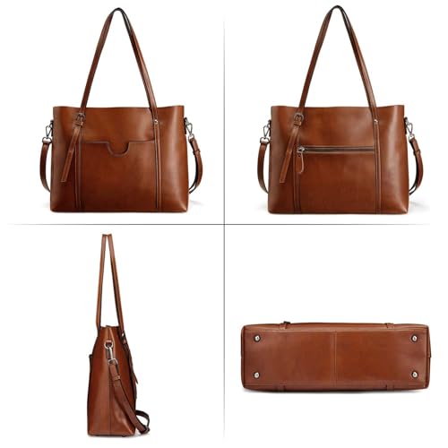 S-ZONE Women Genuine Leather Top Handle Satchel Daily Work Tote Shoulder Bag