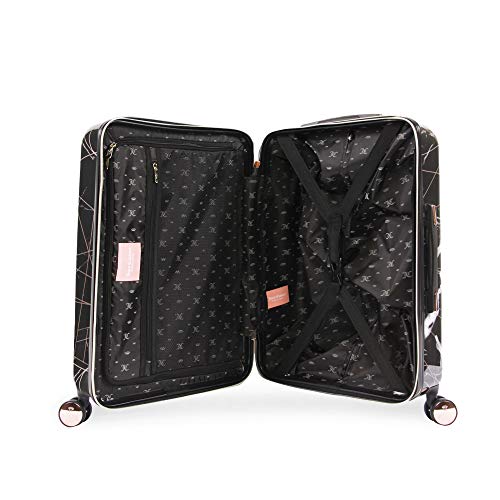Juicy Couture Vivian 3 Piece Hardside Spinner Luggage Set Luggage Set, Black Marble Web