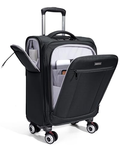 ECOHUB Carry On Luggage Airline Approved, 21 Inch Height Softside Carry On Suitcase with Spring Shock-Absorbing Spinner Wheels, Lightweight Travel Luggage with TSA Lock, Fits 22x14x9 Carry-On Bag