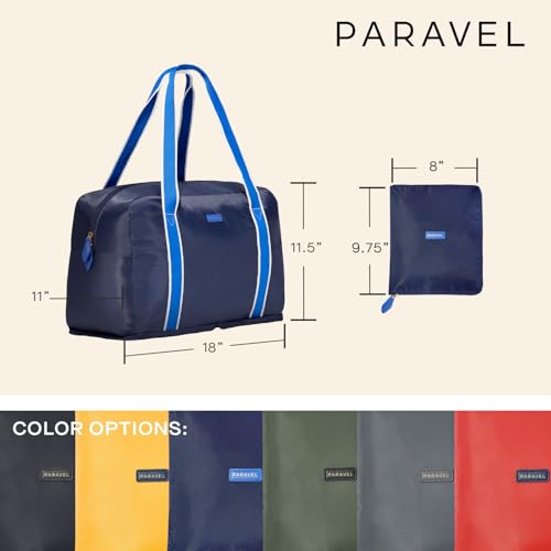 Foldable Duffle Bag for Travel | Lightweight, Water-Resistant Carry On Bag | Sustainable and Durable Nylon, Scuba Navy
