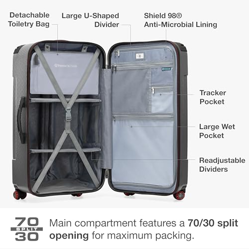 Traveler's Choice Maxporter II Polycarbonate Hardside Trunk with Spinner Wheels, Gray, 31-Inch Large Trunk