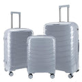 LARVENDER Luggage Sets 3 Piece, Hardside PP Carry On Luggage Suitcase with 360° Spinner Wheels Suitcase Sets for Women Men, Silver Grey