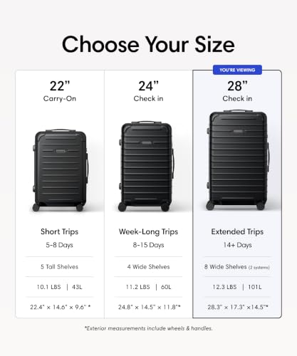 Solgaard Check-In Lite Suitcase - Hard-Shell 28.3" Travel Luggage (Black)