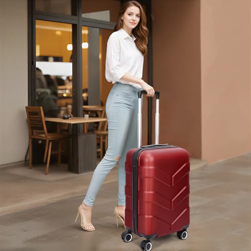 TILYMOL Luggage Sets 3 Piece with Spinner Wheel, Hardside Suitcase Set with TSA Lock, Expandable Lightweight Travel Luggage for Women, Burgundy