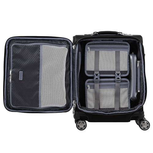 Travelpro Platinum Elite Softside Expandable Carry on Luggage, 8 Wheel Spinner Suitcase, USB Port, Men and Women, International, Shadow Black, Carry On 19-Inch