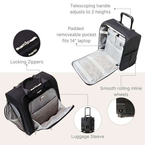 Baggallini 2 Wheel Underseater Carry-On - Lightweight Travel Weekender Luggage