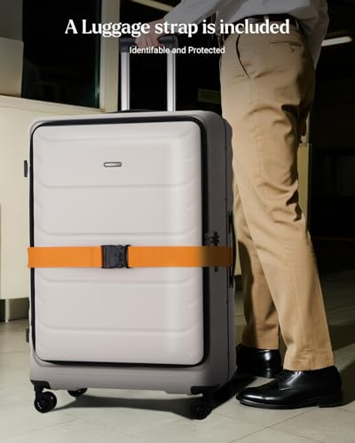 CENSIEN Checked Luggage, 28 Inch Luggage with Spinner Wheels, Large Suitcase with Lightweight PC Hard Shell, Aluminum Frame, Top Opening, YKK Zipper, TSA Lock (White, 1PC)