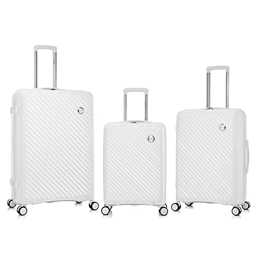 Rockland Prague Hardside Luggage with Spinner Wheels, Ivory, 3-Piece Set (20/24/28)