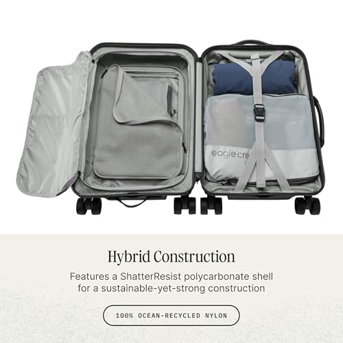 Eagle Creek Tarmac 4-Wheel Carry-On Luggage - Durable Rolling Suitcase for Versatile Packing - Telescoping Handle - Sleek Design - Secure Storage Compartments - Locking Zippers - Black