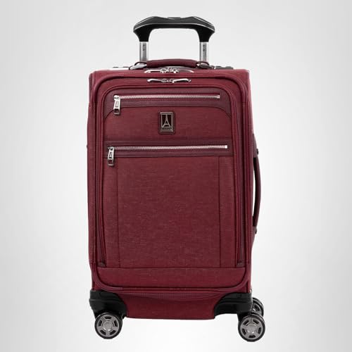 Travelpro Platinum Elite Softside Expandable Carry on Luggage, 8 Wheel Spinner Suitcase, USB Port, Suiter, Men and Women, Bordeaux Red, Carry On 21-Inch
