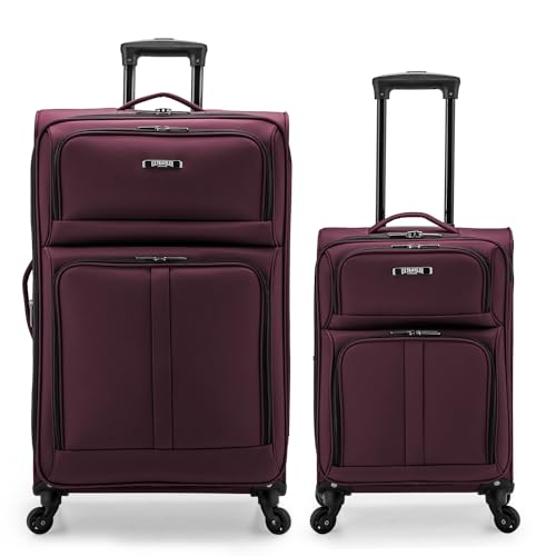 U.S. Traveler Anzio Softside Expandable Luggage with Spinner Wheels, Burgundy, 2-Piece Set (22/30)