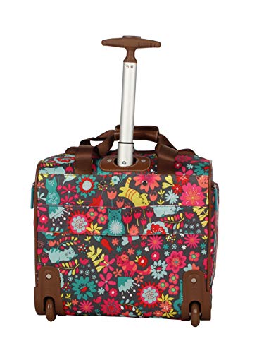 Lily Bloom Designer 15 Inch Carry On - Weekender Overnight Business Travel Luggage - Lightweight 2- Rolling Wheels Suitcase - Under Seat Rolling Bag for Women (Playful Garden Gray)