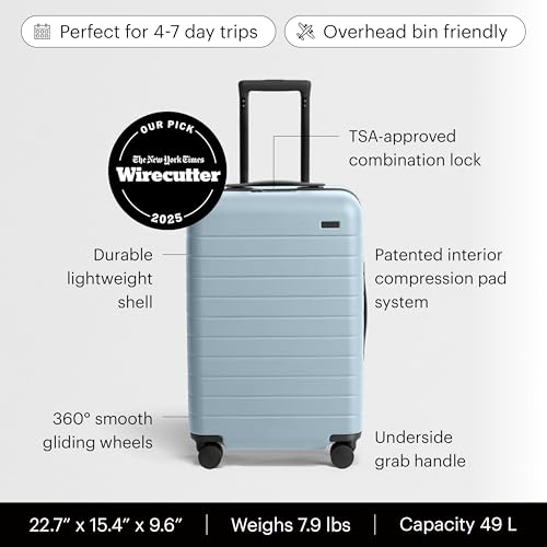 Away Amazon Exclusive Bigger Carry-On Luggage - 23-Inch Lightweight Hardside Suitcase with 360° Spinner Wheels, Interior Compression System, TSA-Approved Lock - Sky Blue