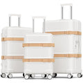 Joyway Luggage Sets 3 Piece with Spinner Wheels, Hardside Suitcase Set with TSA Lock and YKK Zipper for Travel, 20" Expandable Carry On, 24" and 28" Suitcases, White