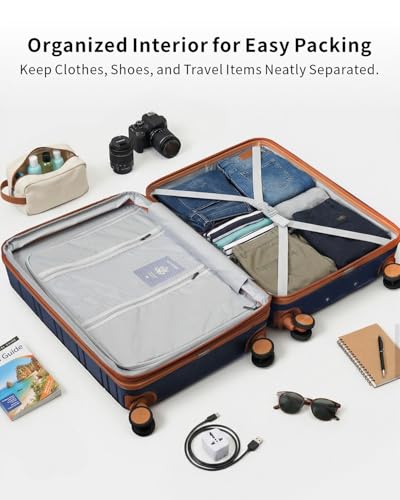voyzap 3 Piece Luggage Set, 20/24/28 Inch Expandable Luggage Sets with Spinner Wheels, ABS+PC Hardshell Suitcases, Suitcase Set with Double-Layer Explosion Zipper, TSA Lock