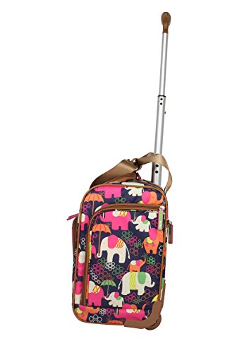 Lily Bloom Designer 15 Inch Carry On - Weekender Overnight Business Travel Luggage - Lightweight 2- Rolling Wheels Suitcase - Under Seat Rolling Bag for Women (Elephant Rain)