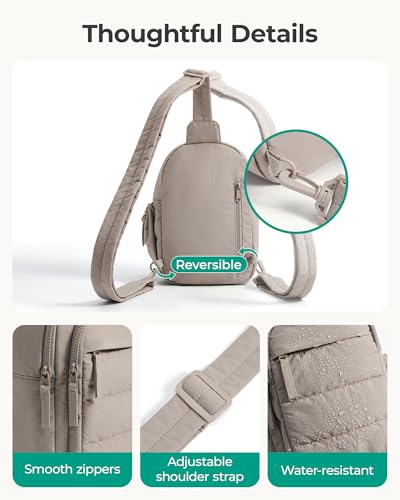 BAGSMART Small Sling Bag for Women, Puffer Crossbody Bag Purses Hobo Handbag Fanny Packs for Travel Hiking, Camel