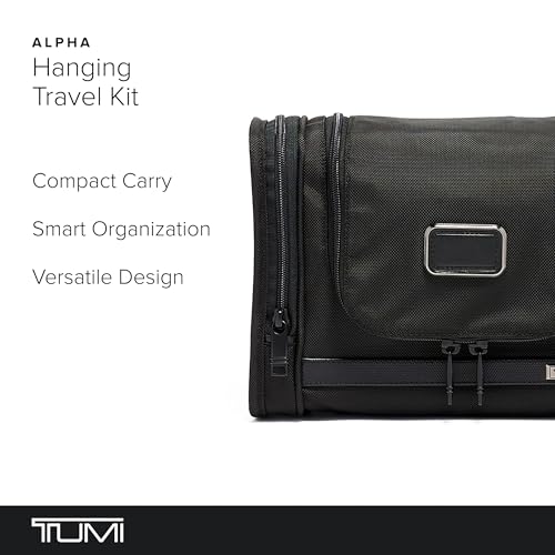 TUMI - Alpha Hanging Travel Kit - Toiletries and Cosmetics Organizer - Travel Essentials Bag with Hooks & Pockets - Black