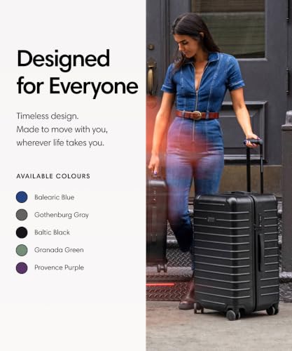 Solgaard Check-In Lite Suitcase - Hard-Shell 28.3" Travel Luggage (Black)