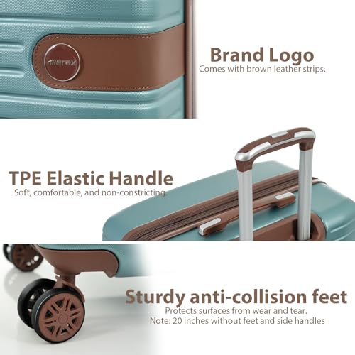 Merax Hardshell Luggage Sets 4 piece Lightweight Suitcases With Wheels TSA Lock Expandable (only 24”/28”) ABS Large Luggage Set(Blue)
