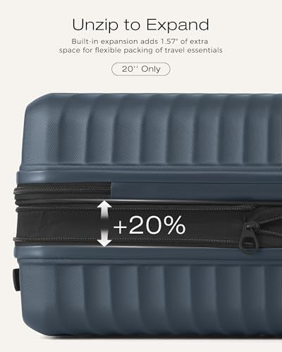 Coolife Luggage 3 Piece Set Hardside Lightweight Suitcases: Upgraded Durable PC Travel Luggage with Dual Spinner Wheels & TSA Lock, 20/24/28 (20'' Expandable Only), Navy