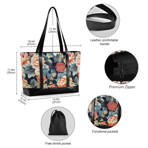 Japanese Water Lily Bloom Portable bag for laptop with zipper work bag with laptop for ladies with office bolsos secret para mujeres