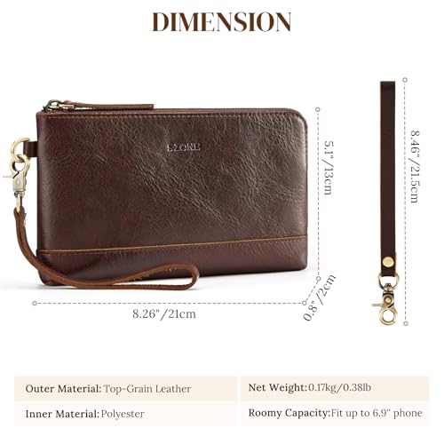 S-ZONE Leather Wristlet Wallets for Women Small Clutch Purses with Detachable Strap Card Holder Coin Purse
