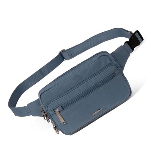Baggallini Securtex Anti-theft Belt Bag 8.8"x5.5" Crossbody Fanny Pack for Women RFID Wallet Locking Zipper Travel Purse