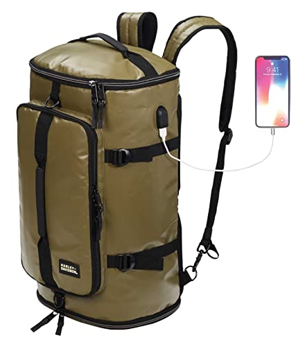 Harley-Davidson Water-Resistant Travel Hybrid Duffel Bag/Backpack - Khaki
