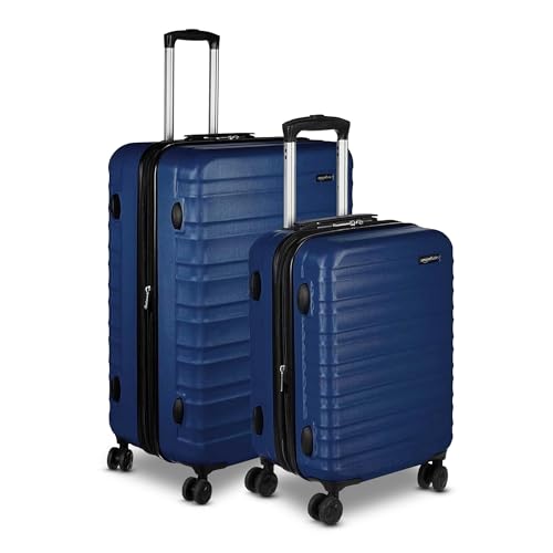 Amazon Basics 2-Piece Hardside Luggage Set (21", 30"), Expandable, Scratch-Resistant Finish, Telescoping Handle, Four Multi-directional Wheels, Navy Blue