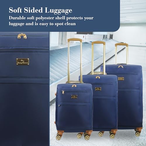 Tommy Bahama 3-Piece Rolling Luggage Set, Soft-Sided Suitcases with Wheels, 22, 26, and 30 Inch, Blue