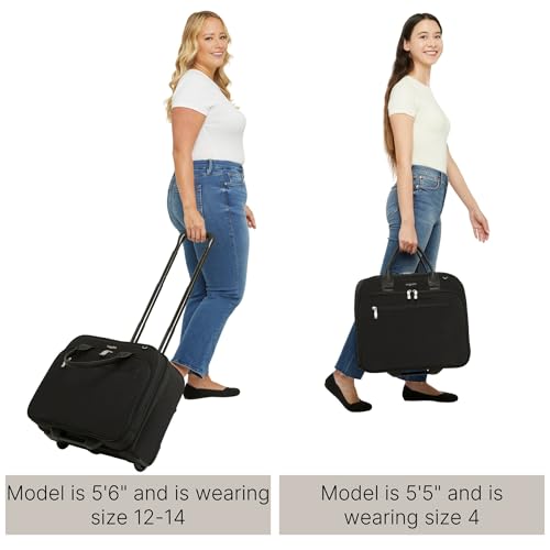 Baggallini 2 Wheel Tote Luggage - Lightweight Travel Weekender Carry-On
