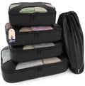 Shacke 5 Set Packing Cubes for Travel – Luggage Organizer & Suitcase Bags with Laundry Bag, Carry On Packing Organizer, Travel Accessories for Women Men (Pure Black)